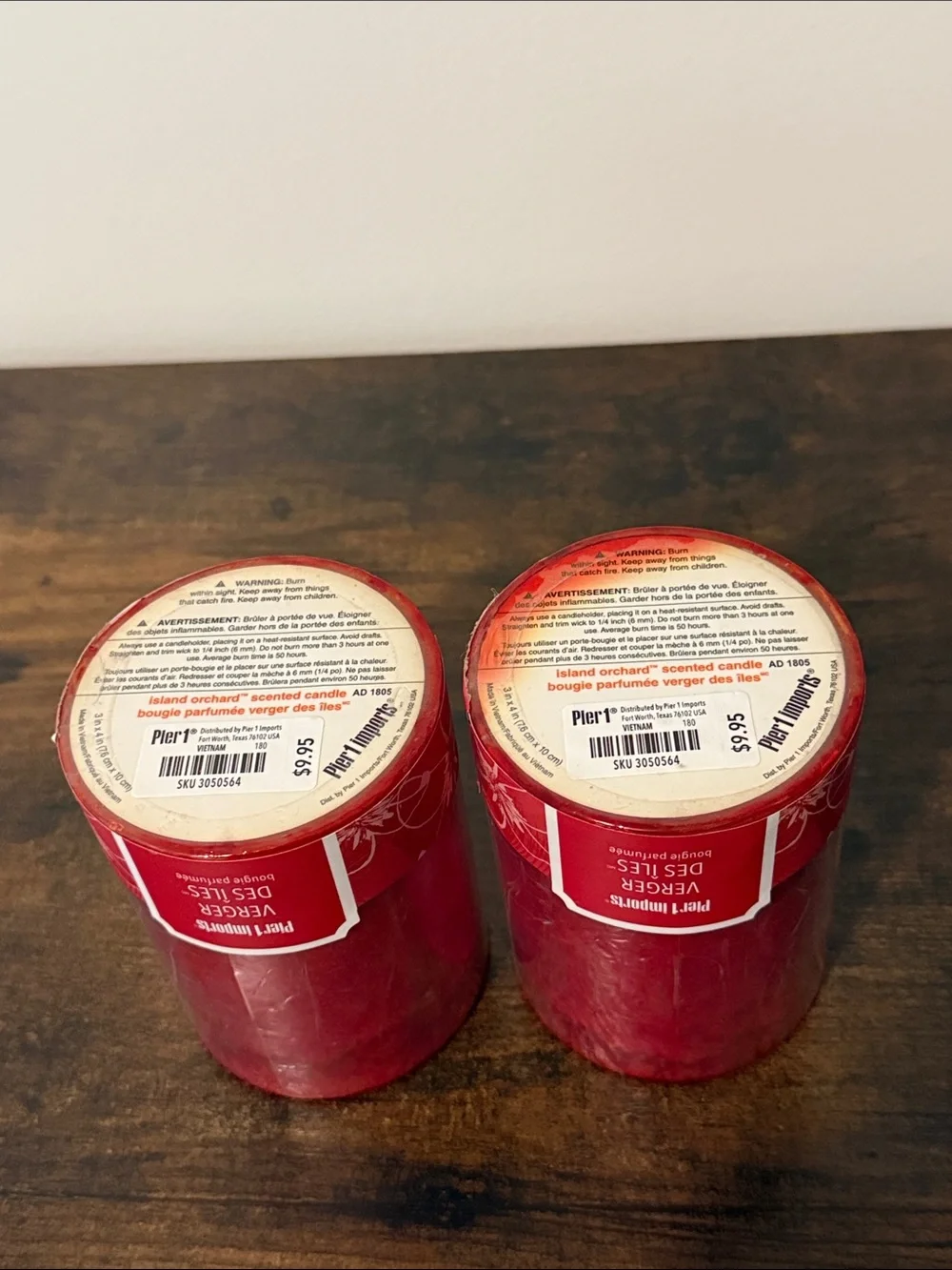 PIER 1 Island Orchard 3x4” Pillar Candles Set of Two NWT New